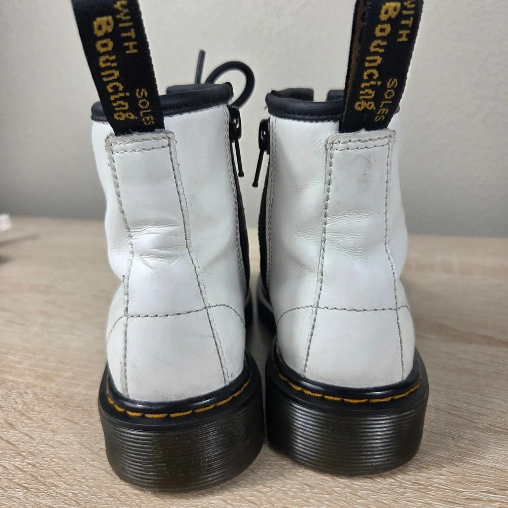 Dr. Martens 1460 J White Leather Boots Kids US 13 UK 12 EU 31 Side Zip